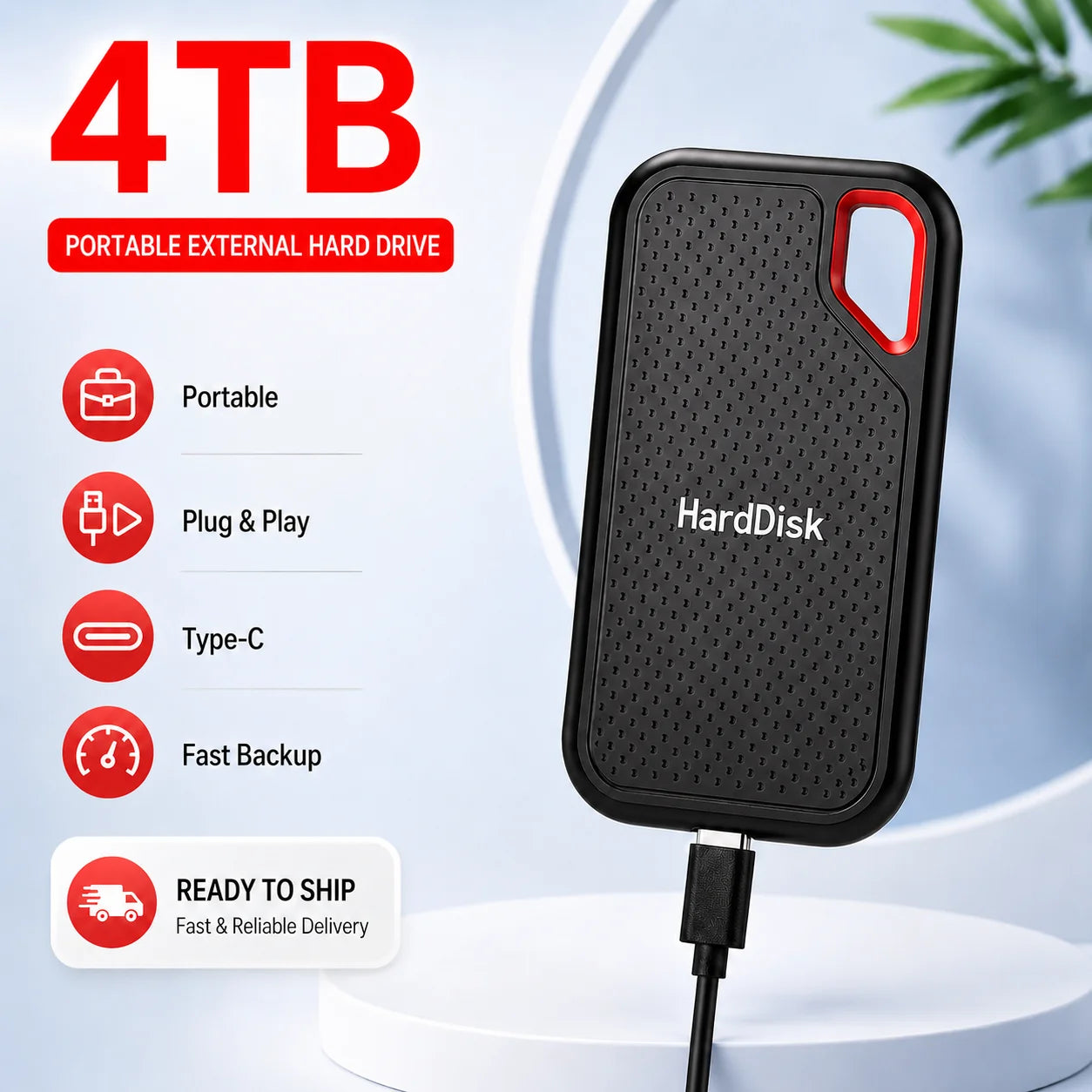 External Portable SSD 1TB Solid State Hard Drive 2TB Reliable Data Storage Disk for  PC/Mac/Phone