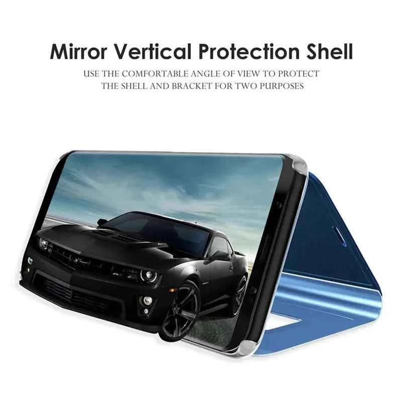 Smart Clear View Mirror Flip Case For Samsung Galaxy A16 A26 A36 A56 A55 A35 A15 A54 S22 S23 FE S24 Ultra Plus S25 Edge PU Cover