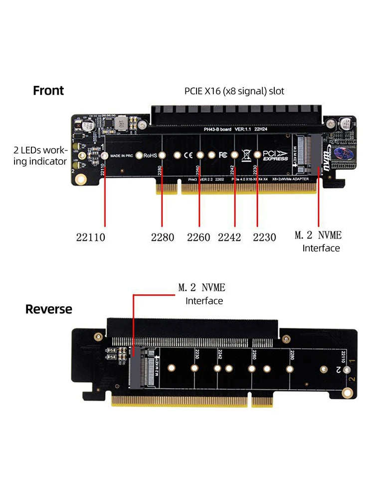 PCIe X16 to X8+X4+X4 Split Expansion Adapter Card