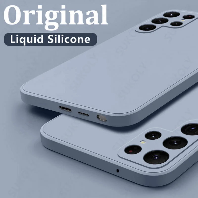 Case For Samsung Galaxy S26 S24 S23 S22 S25 Ultra S24 FE A57 A56 A55 A16 A17 5G S25 Edge Shockproof Liquid Silicone Phone Cover