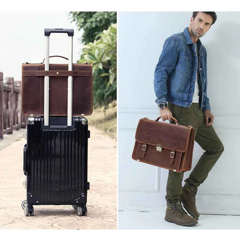 CONTACT'S Genuine Leather Business Bags for Men High Quality Briefcase Office Bag Male Tote Laptop Bags Portfolio Bag Document