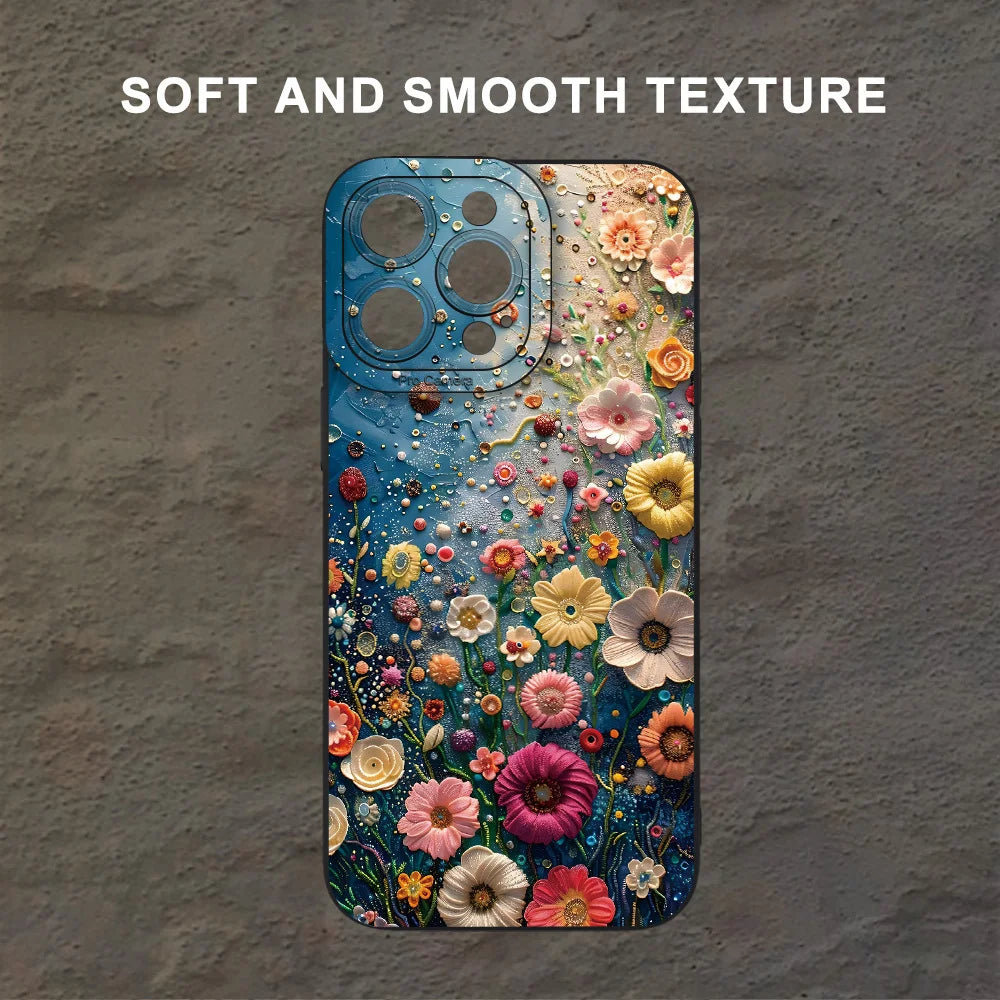 Color Flower Creative Personality Cool Oil Painting Printing Phone Case, Suitable for iPhone 16/15/14/13/12/Pro Max