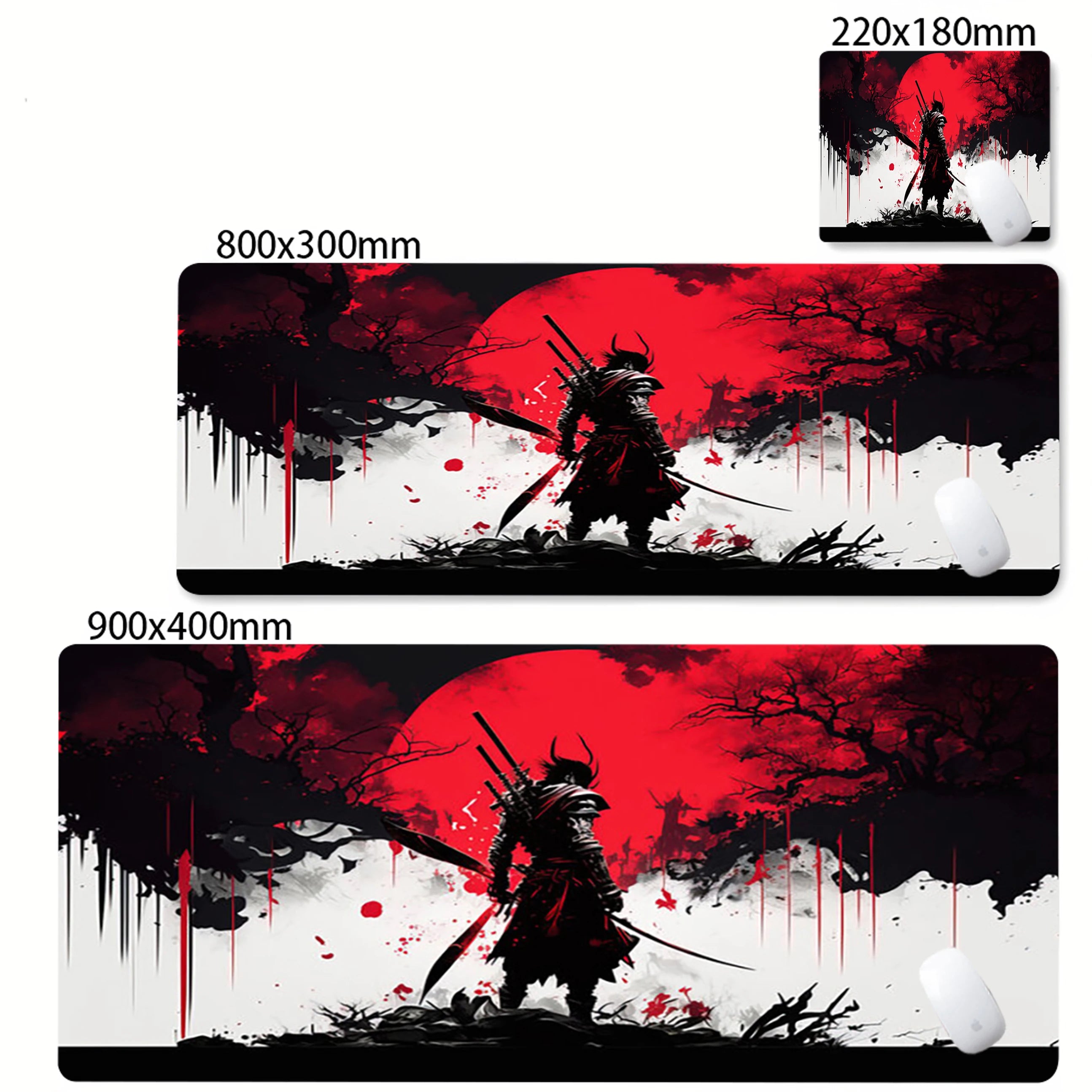 Mouse Pad Black Japanese Samurai Sword Desk Mats Large Office Computer Mousepad Pc Accessories Rubber Keyboard Deskmat 90x40cm