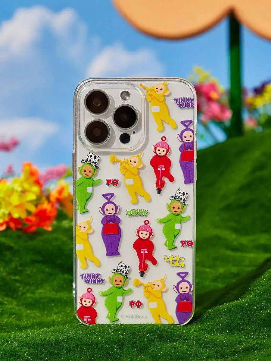 Transparent Pink Cartoon-Style Phone Case with Chill Graphic Design for iPhone