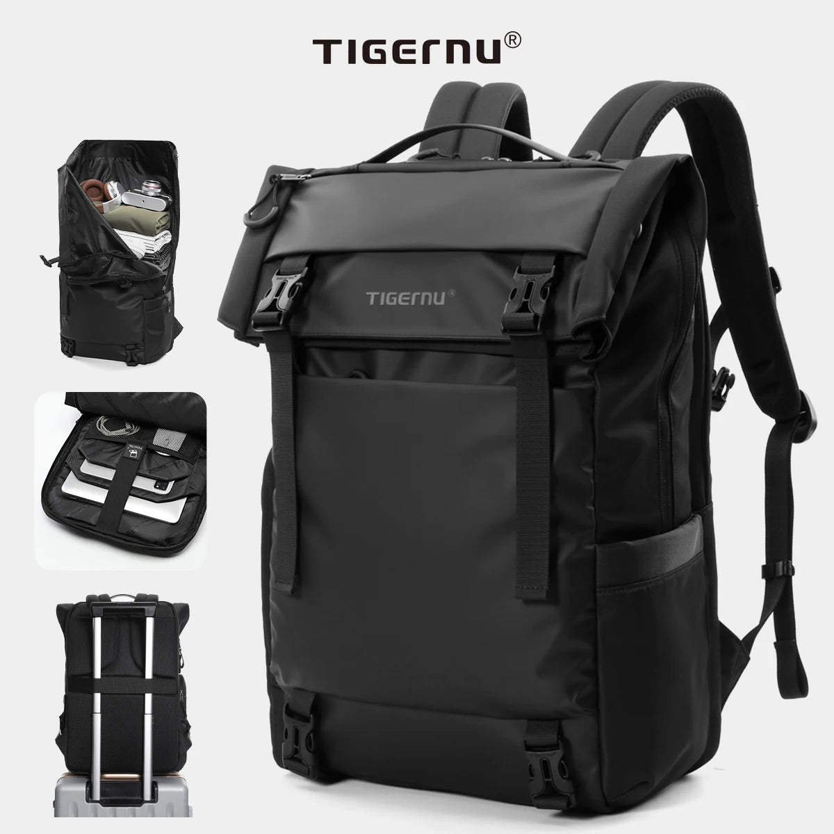 Tigernu Men Fashion Backpack For 14-15.6 inch Laptop Expanded Capacity Urban Travelling School Backpack Daily Splashproof Bag