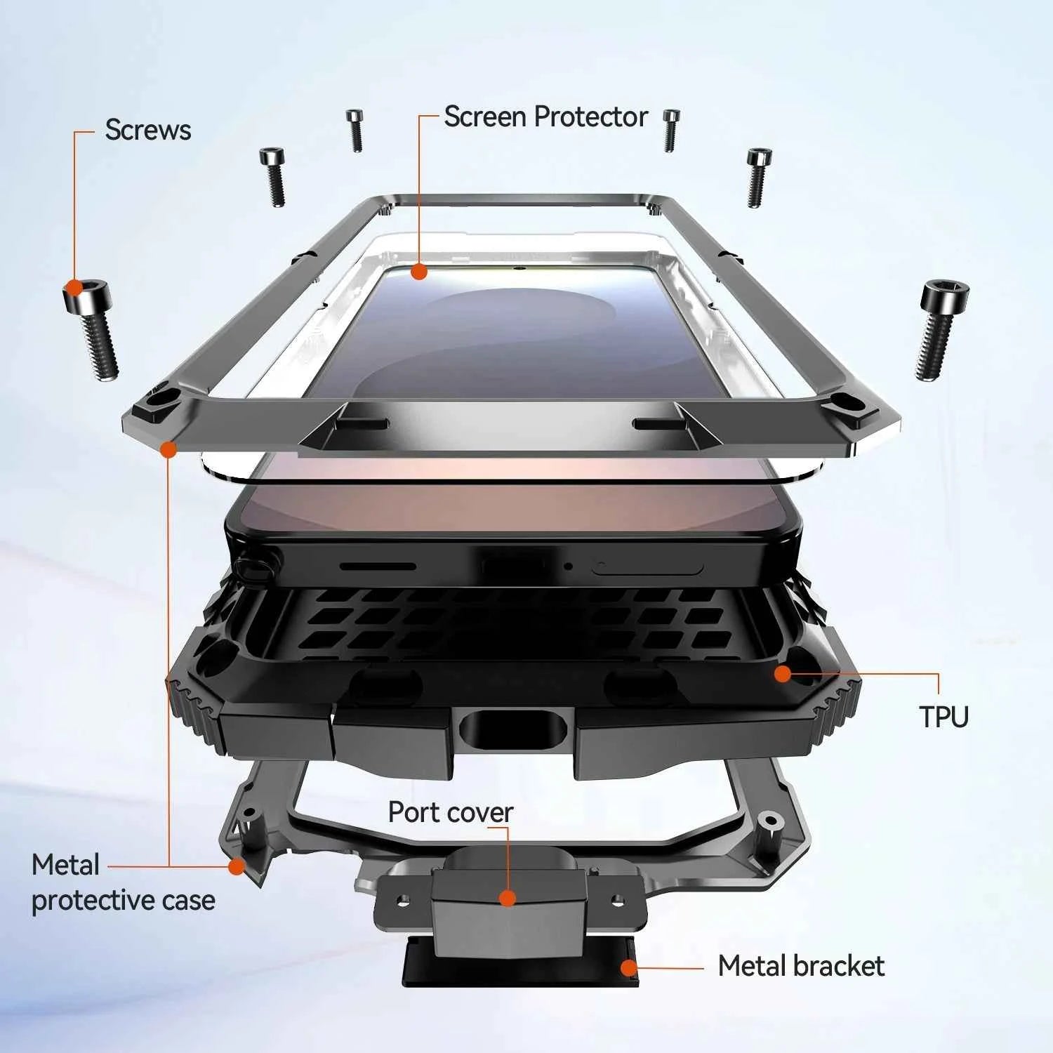 Heavy Duty Metal Case For Galaxy S26 S24 S23 Ultra Plus S25 EDGE Note20 A52 A72 A32 Shockproof Cover Kickstand Screen Protector