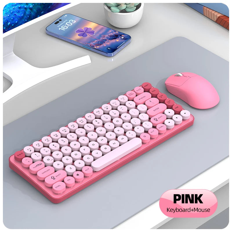Friwol BT185 Bluetooth Wireless Keyboard Mouse Set Punk Keycap Laptop Desktop Office Mute Keyboard Mechanical Feel