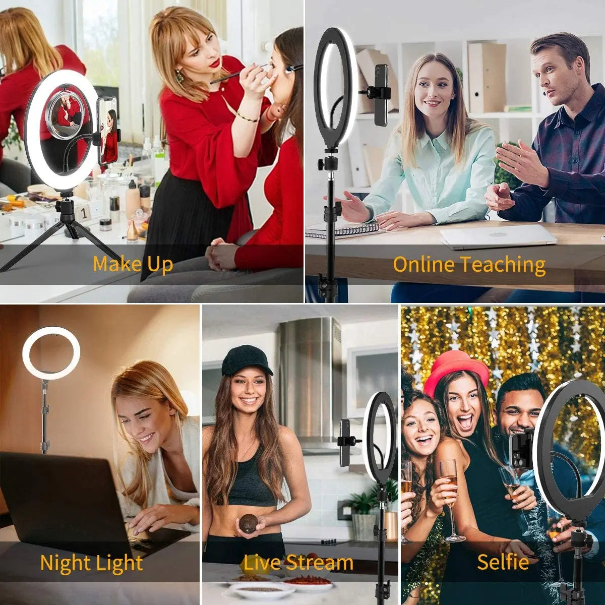 16/26/33CM LED Ring Light Photographic Selfie Ring Light With Flexible Tripod Holder For Live Video Streaming Studio Fill Lamp