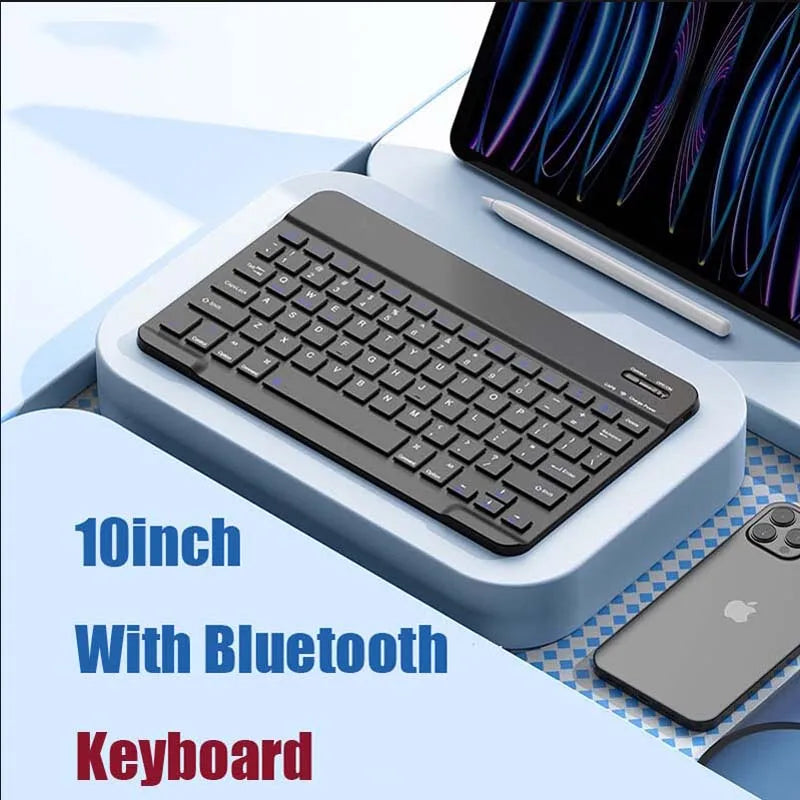 with Bluetooth Keyboard Mouse for Tablet PC 78Key 10inch Rechargeable Wireless Keyboard 1200dpi Mice Set Combo for Laptop