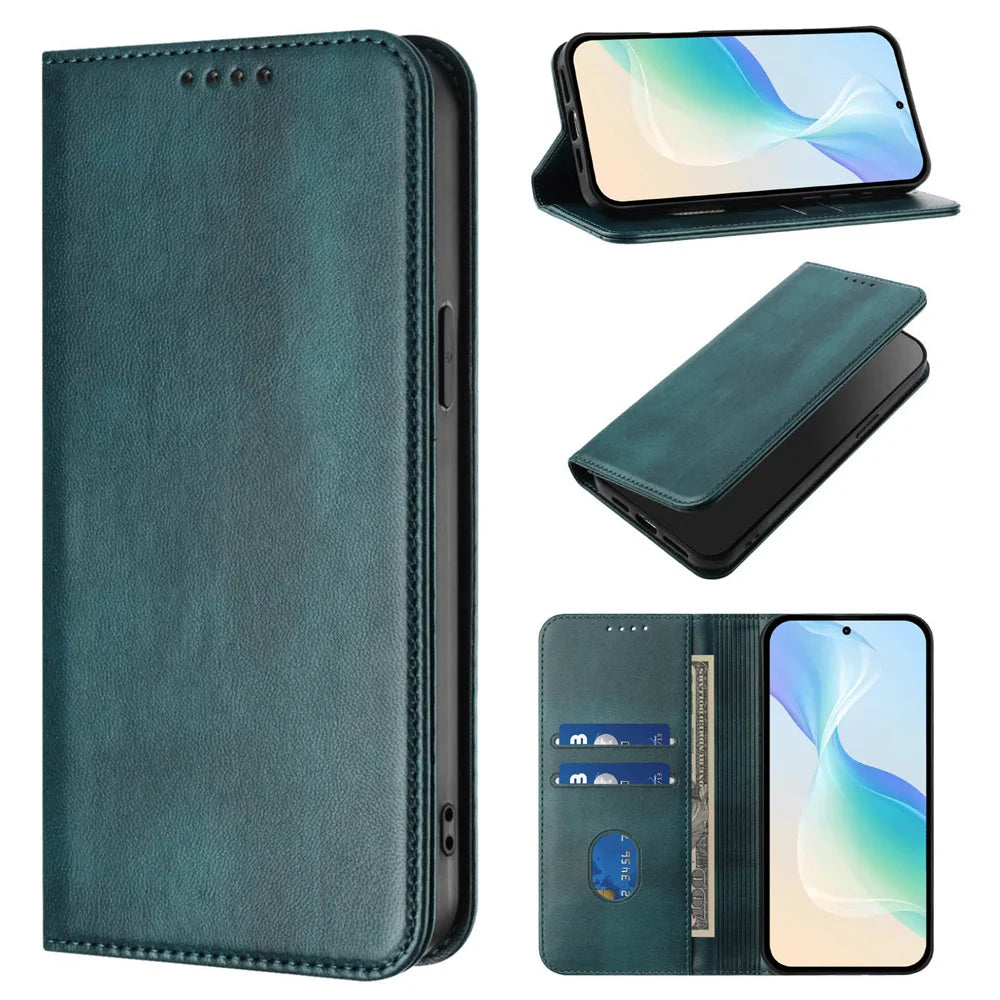 For iPhone 17 Pro Magnetic Wallet Flip Luxury Leather Case on For iPhone 17 16 15 14 13 12 11 Pro Max Plus 17 Air 16E Back Cover