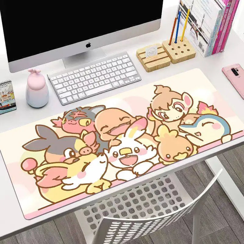 Animated Pokémon Pikachu High Definition Printed Leather Mouse Pad Pokémon Game Oversize Gaming Keyboard Desktop Pad Writing Pad