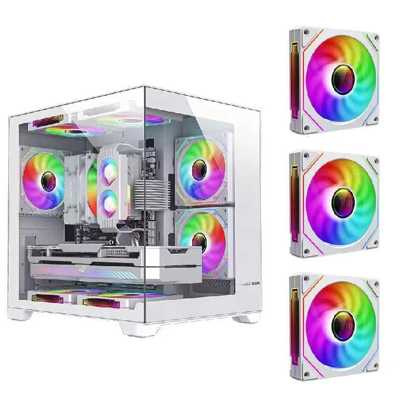 Power Train Colored Glaze PC Case Sea View Room 270°full view without column Desktop Chassis Support 240 Water Cooler
