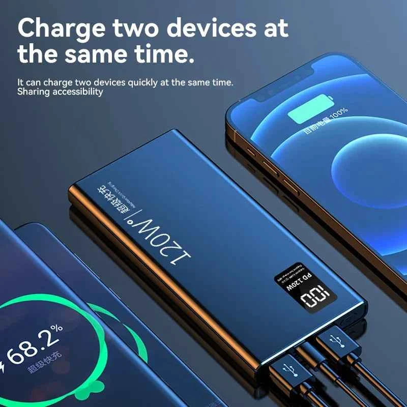 80000mAh Power Bank 120W Super Fast Charging 100% Sufficient Capacity Portable Battery Charger Digital Display For iPhone Xiaomi