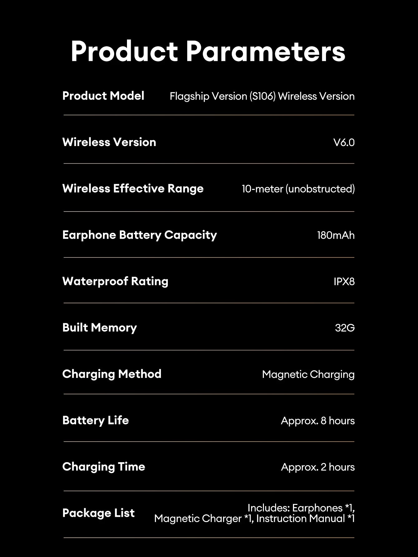 Lenovo S106 IPX8 Waterproof Bone Conduction Earphone Bluetooth 6.0 Headphone MP3 Built-in 32GB Memory Wireless Sport Headset Mic