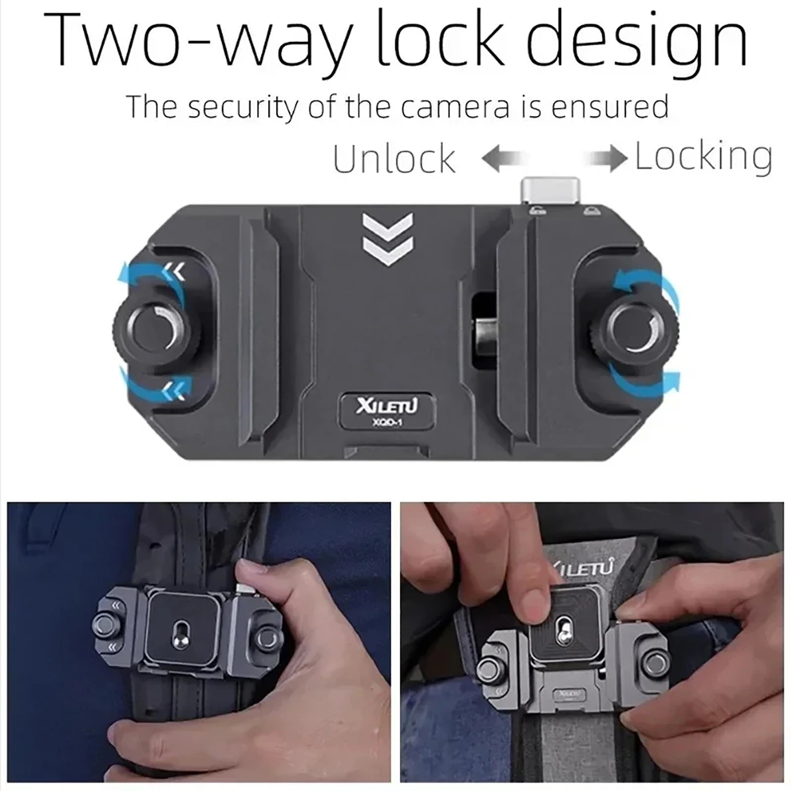Backpack Quick Release Plate Clip Camera Quick Switch Tripod Slider Installation Adapter Camera Clip w/ Arca Swiss for Backpack