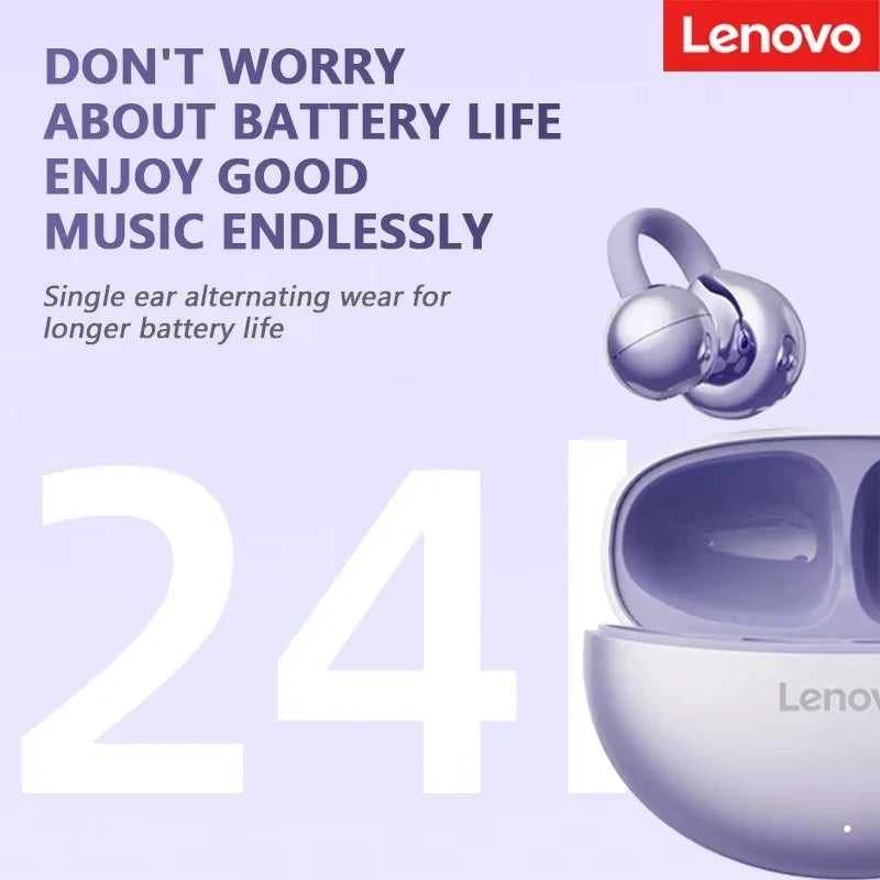 Original Lenovo TA410 TWS Panoramic Sound Effects Wireless Earbuds Ear Clip Bone Conduction With Mic Bluetooth 5.4 Headphones
