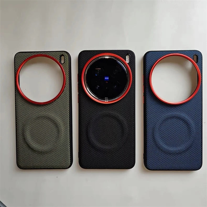 Magnetic Nylon Woven Case for Vivo X200/X200 Pro Mini/X200 Ultra/X300 Pro Matte Leather Skin-Friendly Shockproof Cover