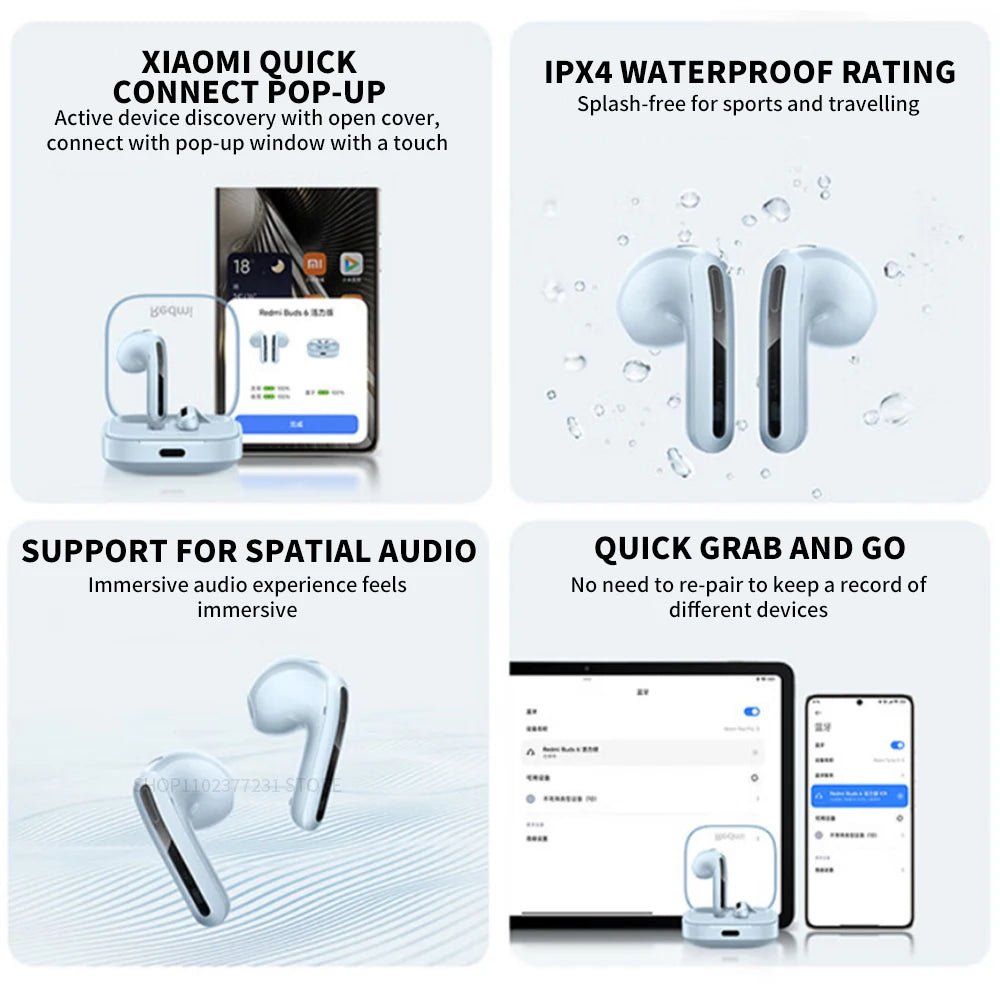 New Redmi Buds 6 Vitality Edition Bluetooth 5.4 Noise Reduction Earphone 30H Battery Life 5 Tuning Modes Wireless Headset