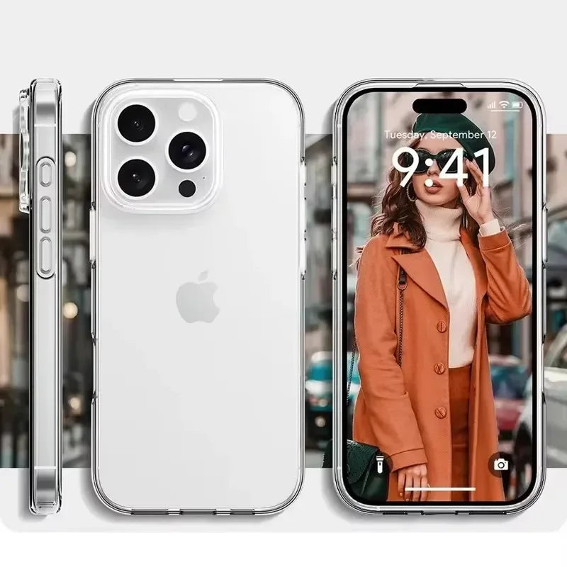 Soft TPU Clear Phone Case For iPhone 16 11 12 13 14 15 Pro Max Mini Ultra-thin Back Cover Case For iPhone 17 XR X XS MAX 8 Plus