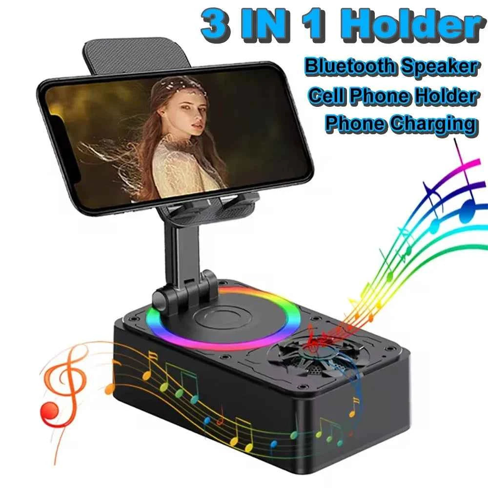 Kebidumei Multifunction Cell Phone Holder Stand With Bluetooth Speaker Phone Charging Adjustable Desktop Lazy Phone Bracket