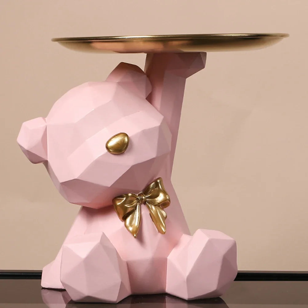 Resin Storage Box Crafts Geometric Bear Resin Desk Decoration Candy Sundries Household Supplies for Office Coffee Shop