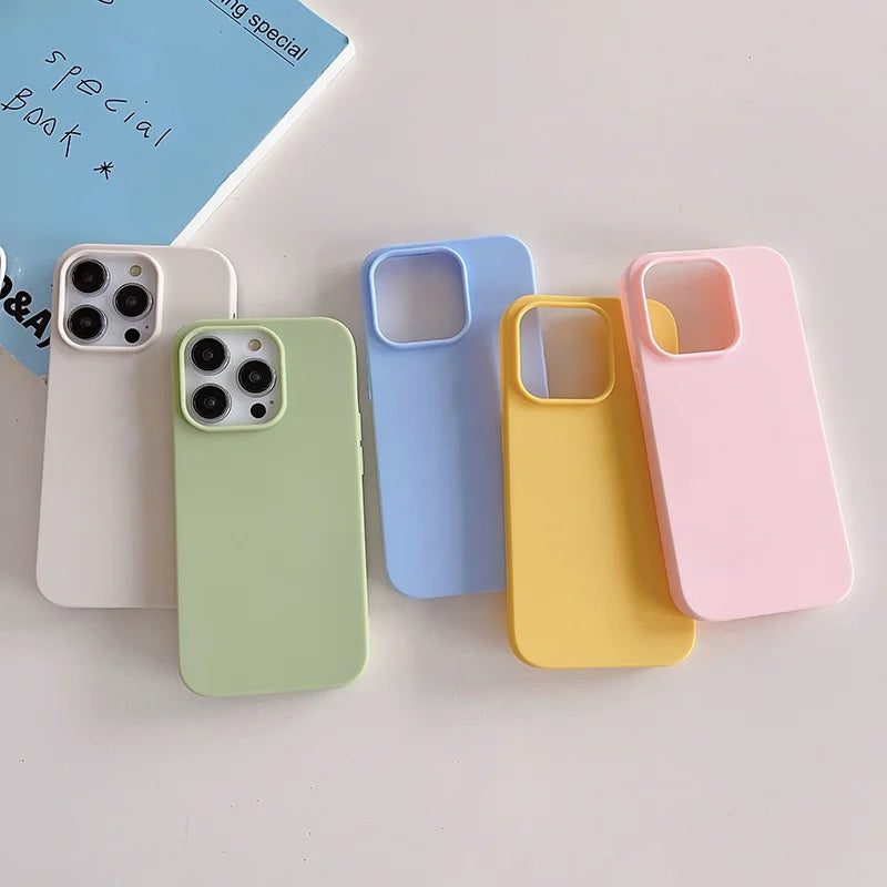 Luxury Matte Candy Ultra Thin Color Silicone Soft Case For iPhone 16 15 14 13 12 11 Pro Max Plus Mini Back Cover Colorful Shell