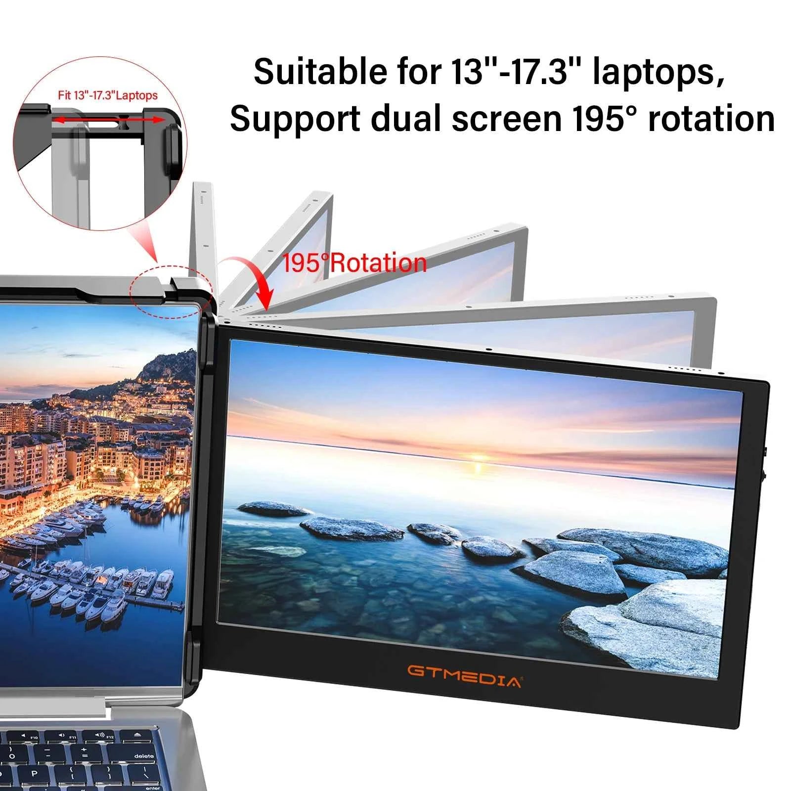 GTMEDIA 11.6Inch Portable Monitor 1920*1080 IPS FHD Triple Dual Extender Screen Full View Fold Display For 13.0-17.3Inch Laptops