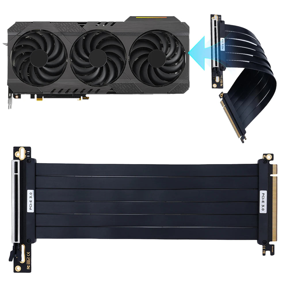 PCIe 3.0 X16 High-Speed Flexible GPU Extension Cable – 90° Adapter