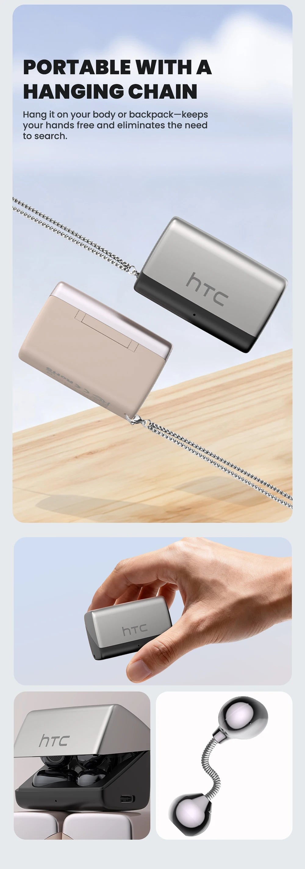 [AI Translator Earbuds] HTC NE67 Bluetooth V6.0 Earphones Portable Wireless headphones Comfort Earclip with a hanging chain