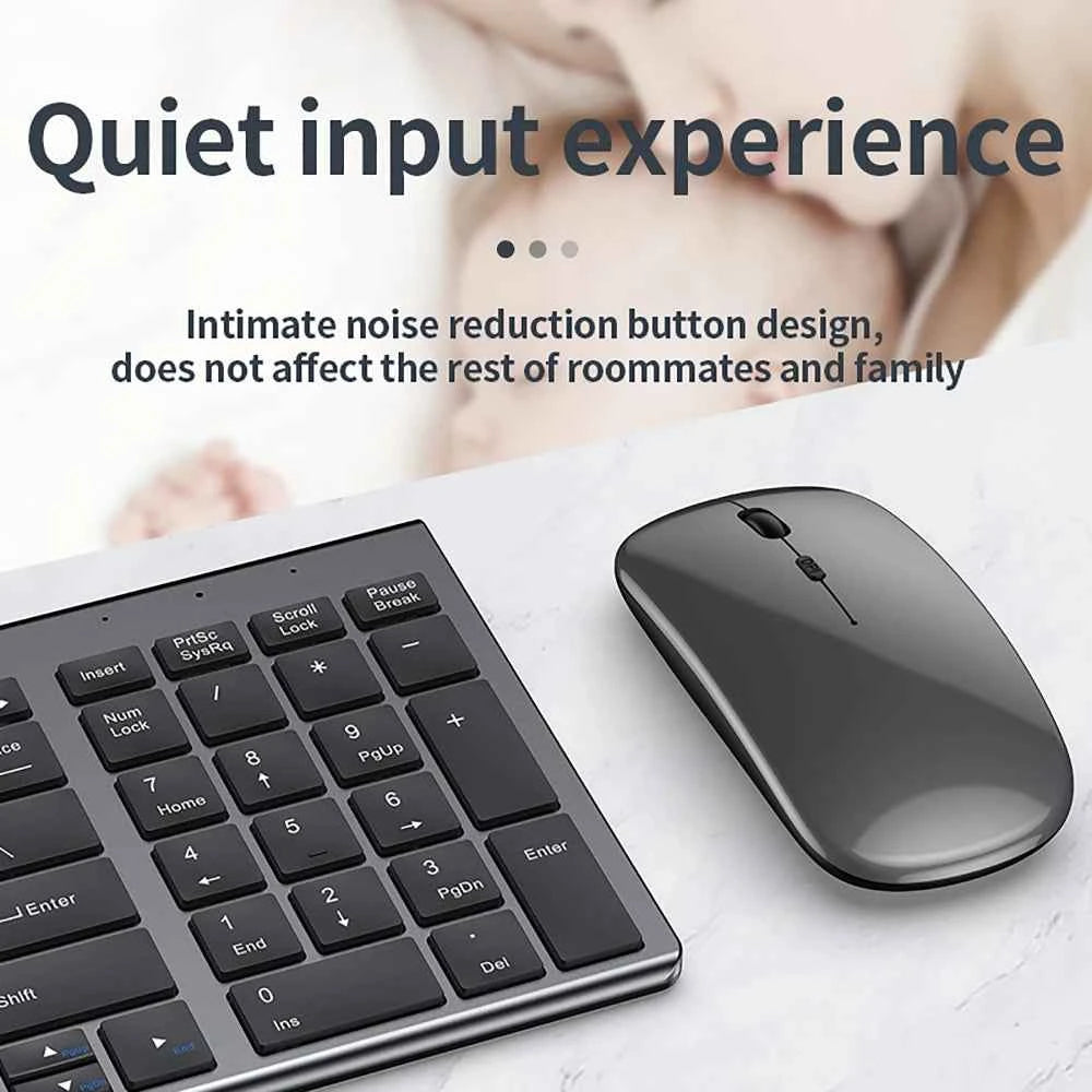 2.4G Wireless & bluetooth Keyboard Mouse Set Rechargeable Ultra-thin Computer Office Gaming Silent Slim Keyboard Mouse for ipad