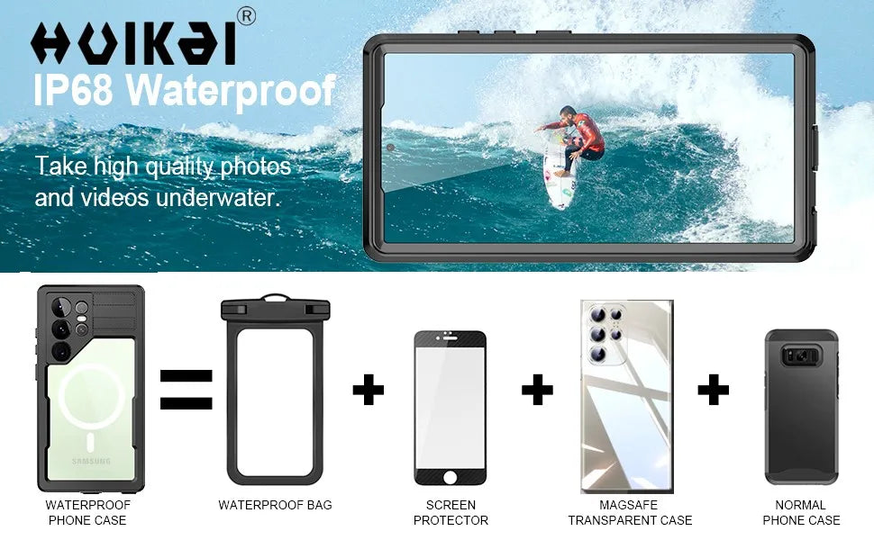 For Samsung Galaxy S26 Ultra S25 Plus S24 S23 Case Waterproof Magsafe Snow Dust Shock Proof 360° Underwater IP68 Certified Cover