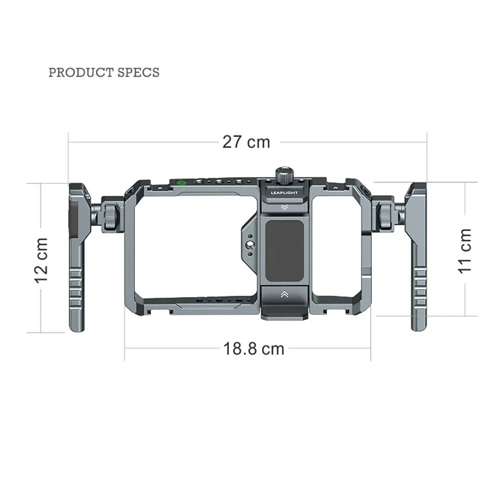 Universal Metal Phone Cage Smart Stabilizer w Handgrip Phone Holder for Iphone 15 14 13 Andriod Mic Led Light Filmmaking Video