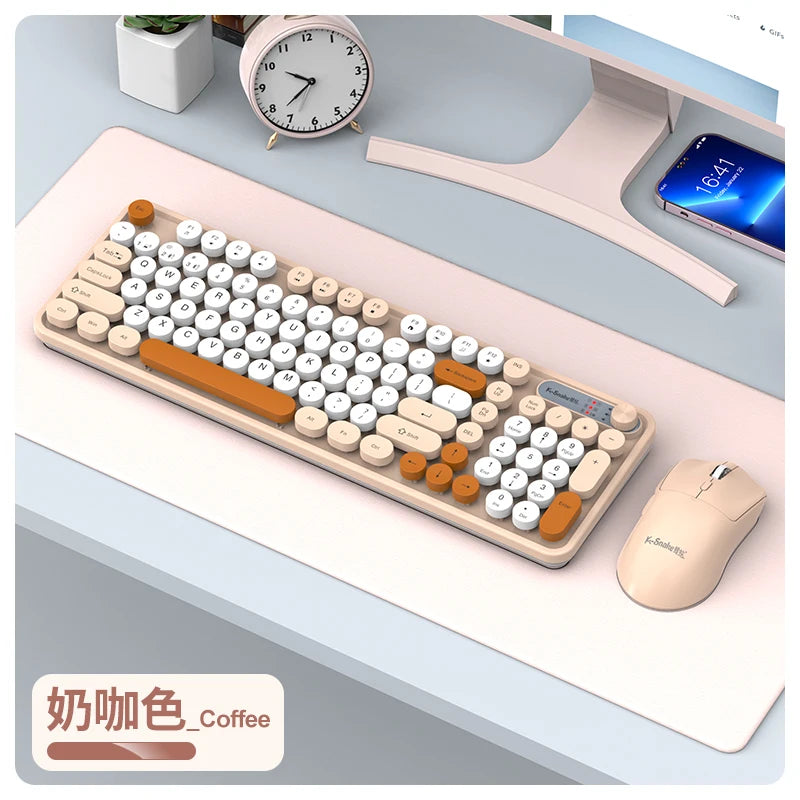 K-snake Wk300 Bluetooth wireless keyboard and mouse set punk keycap mute with volume knob computer office universal