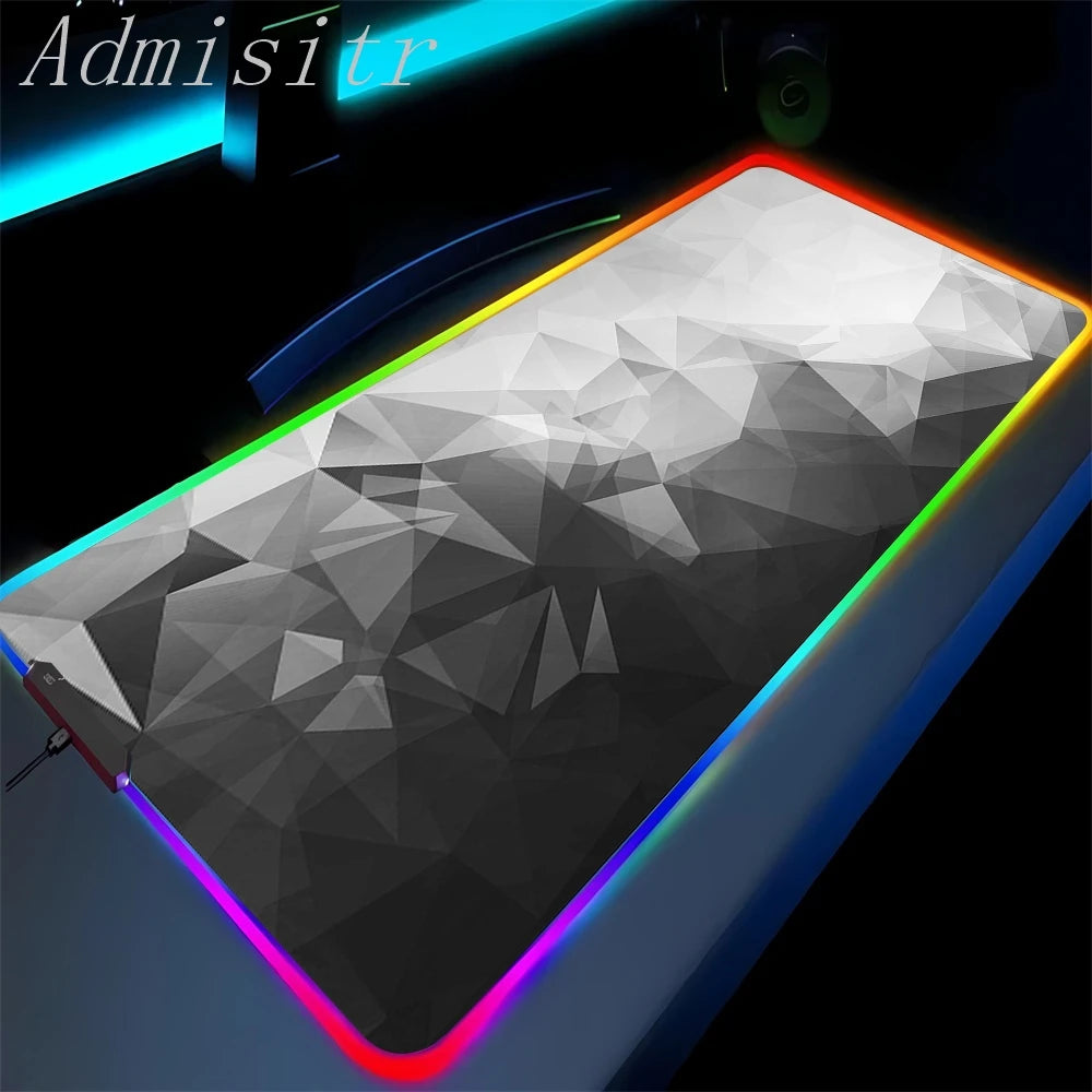 Geometry Large RGB Gamer Mousepad 40x90cm Hexagon Mouse Mat Gaming Mousepads LED Keyboard Mats Luminous Desk Pads Mouse Pad