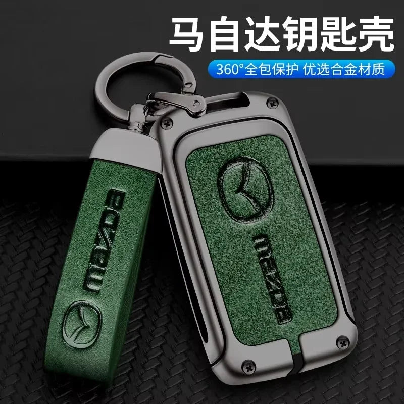 Metal&Leather Car Key Case Cover Protection For Mazda 3 Alexa BP CX3 CX4 CX5 CX-5 CX8 CX-9 CX-30 CX30 CX50 2020 2022 Accessories