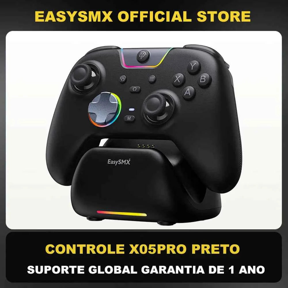 EasySMX X05Pro Charging Dock Controller for PC/Switch/Phone, Silent Button, 1000mAh Battery, Hall Joystick, RGB, Ergonomic Grip