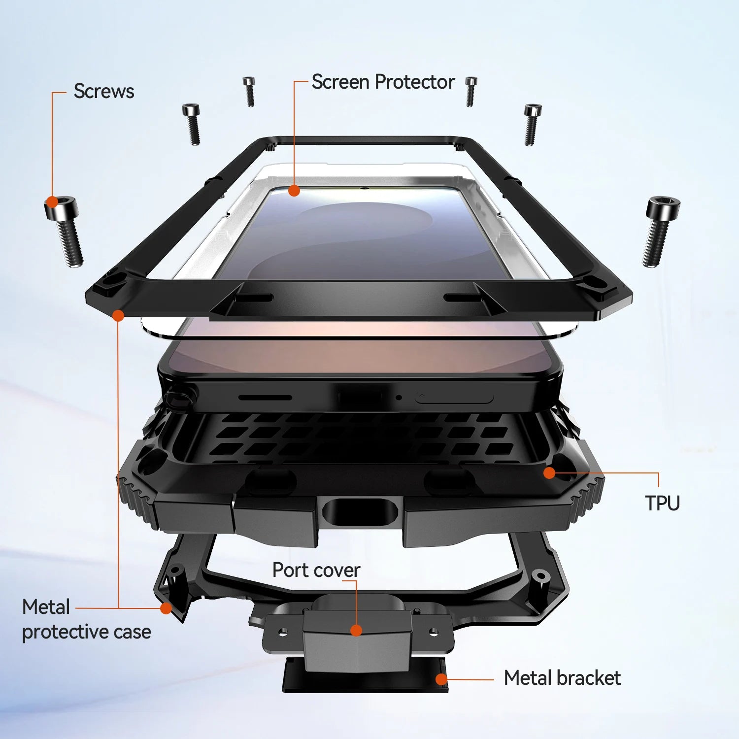 Heavy Duty Metal Case For Galaxy S26 S24 S23 Ultra Plus S25 EDGE Note20 A52 A72 A32 Shockproof Cover Kickstand Screen Protector