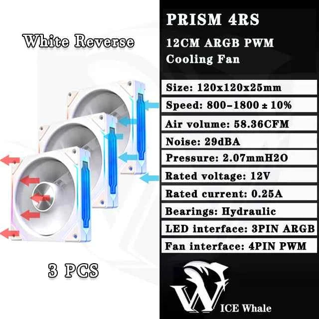 ICE Whale Prism 4RS ARGB PC Case Fan 120mm Infinity Mirror Design Motherboard Lighting Sync 4PIN PWM CPU Fan