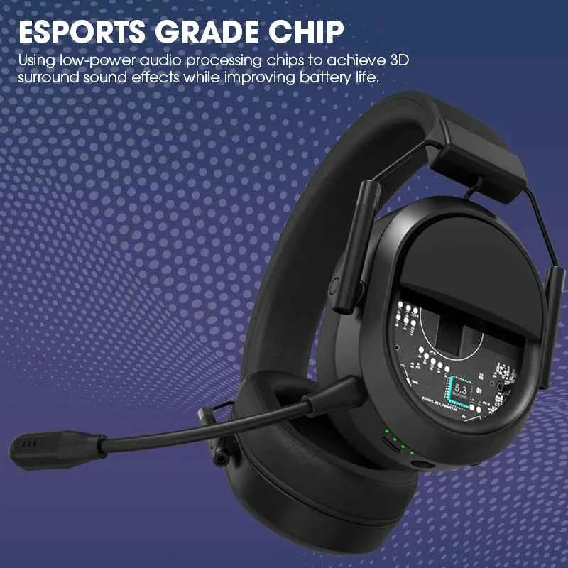 LDON Wireless Gaming Headset for PS5 PS4 Bluetooth 2.4GHz Headphone with Surround Sound Memory Foam for Switch Laptop Mobile Mac