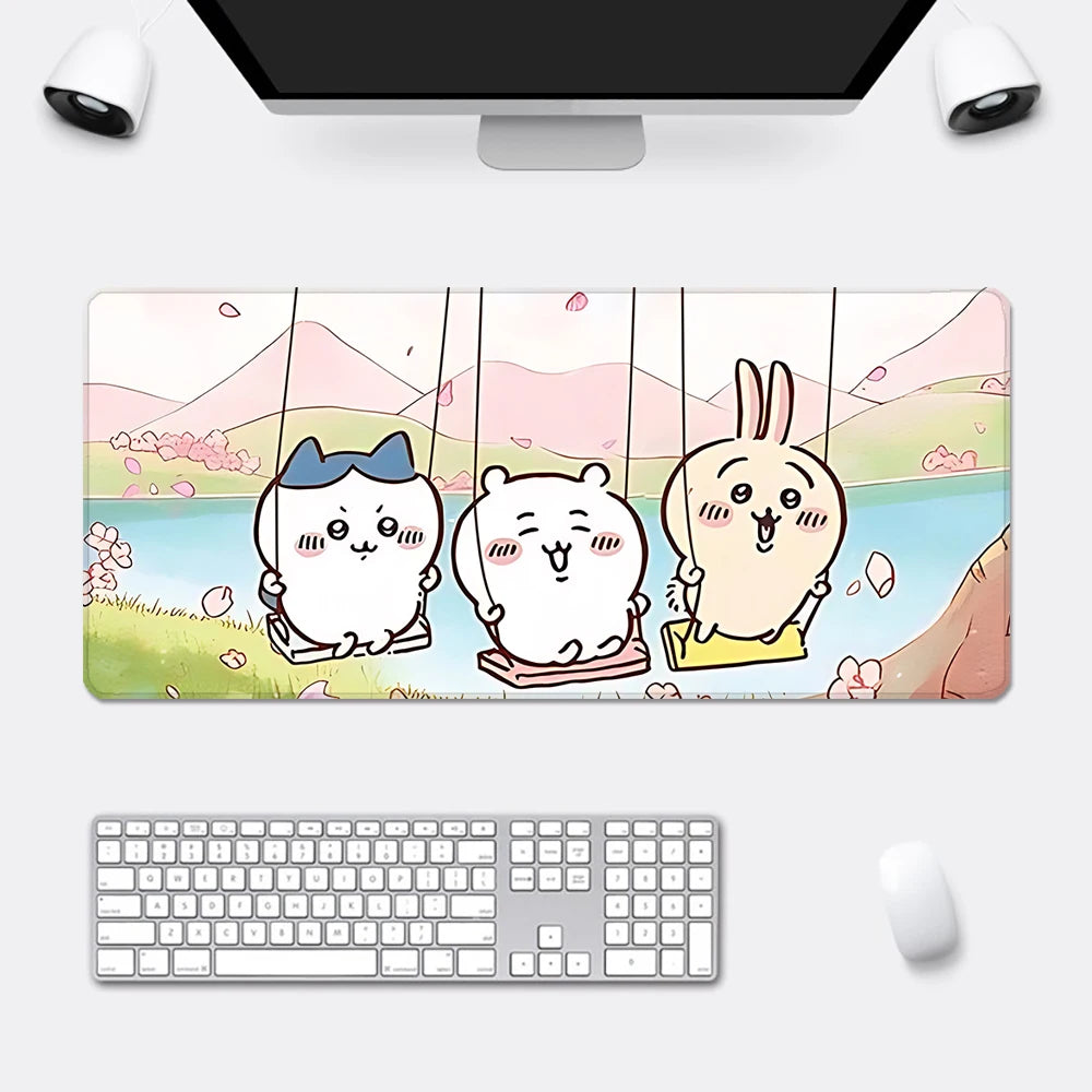 Cute Anime Chiikawas Mousepad HD Printing Computer Gamers Locking Edge Non-slip Mouse Pad XXL90x40cm Keyboard PC Desk Pad