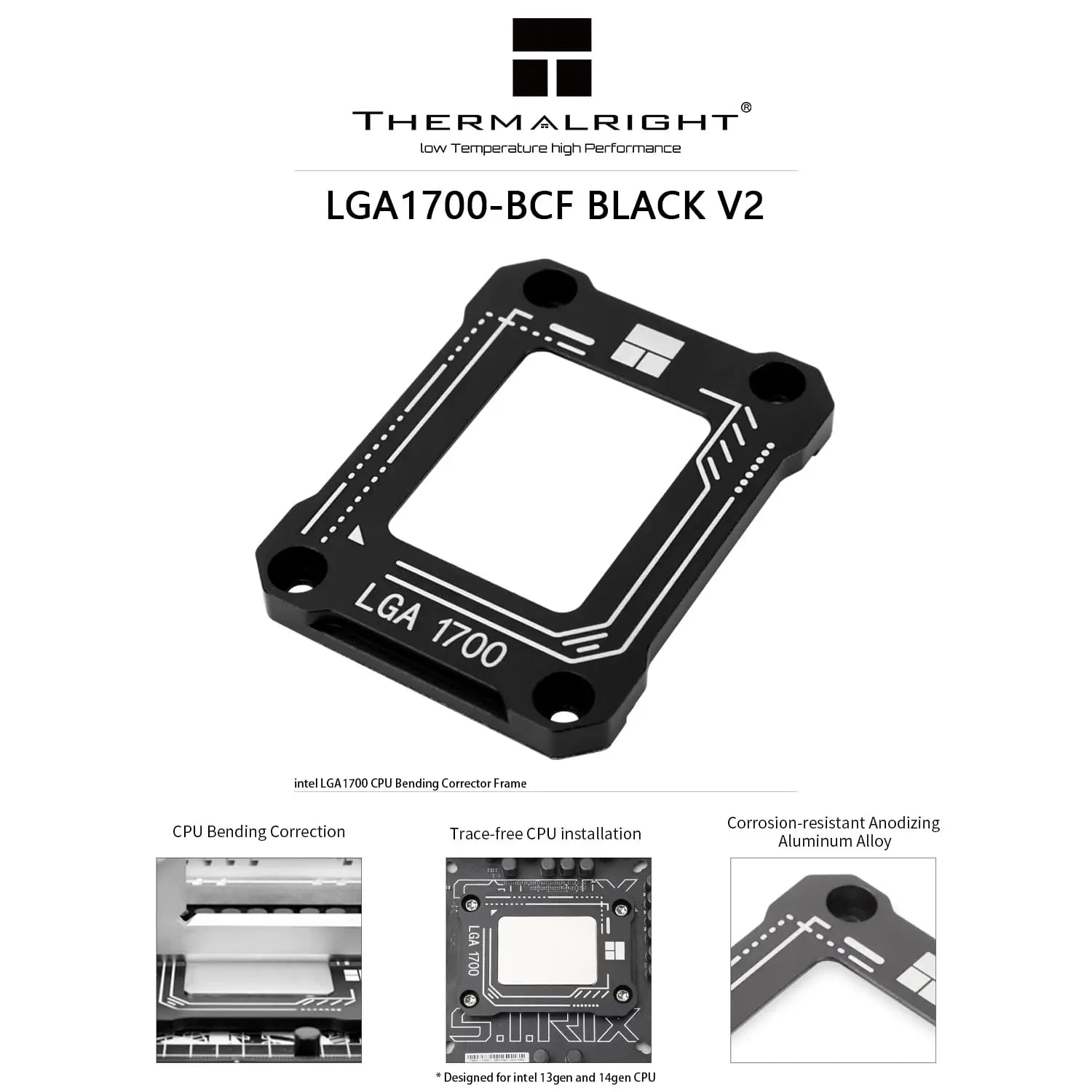 Thermalright LGA1700-BCF Black V2 CPU Anti-Bend Fixer Intel 13th Gen Anti-Bend Fixture with Corrective Intel CPU Fixing Bracket