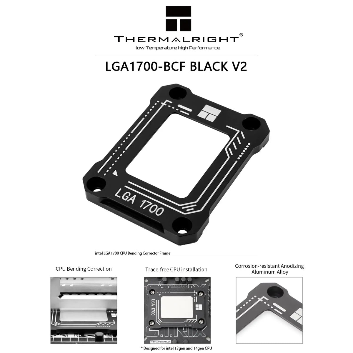 Thermalright LGA1700-BCF Black V2 CPU Anti-Bend Fixer Intel 13th Gen Anti-Bend Fixture with Corrective Intel CPU Fixing Bracket
