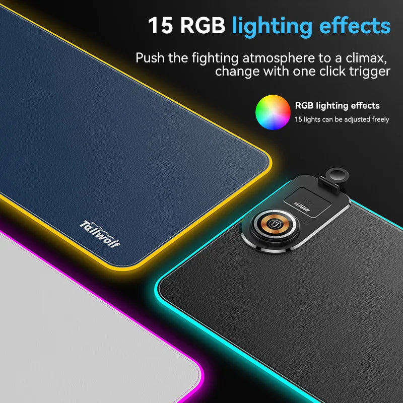 15W 3 in 1 Wireless Charging Mouse Pad Customized Desk Pad Fantasy Glowing Game Pad Rubber Cloth Mouse Pad Super Large Mat
