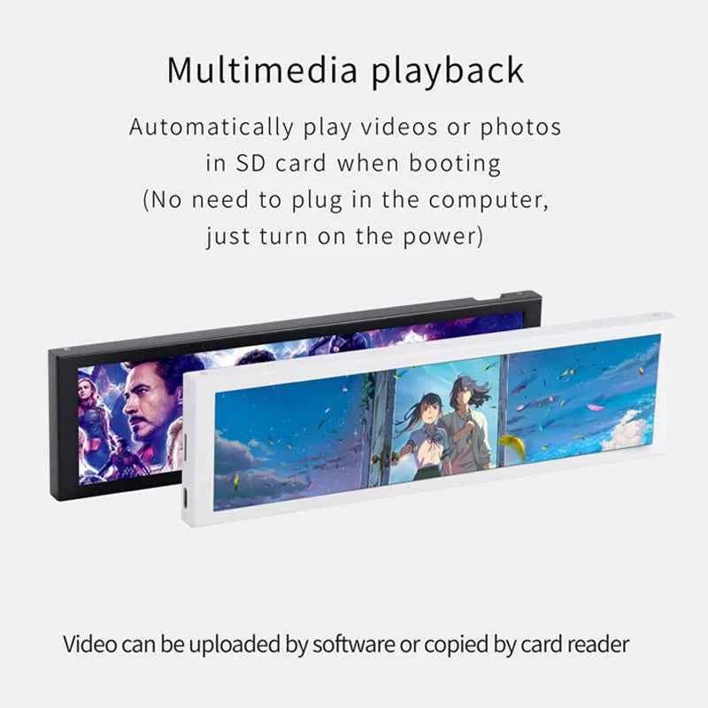 TURZX 9.2 Inch IPS USB Secondary Screen 1920x462, Smart Screen, No Need AIDA64, Type-C PH Interface CPU GPU RAM Computer Monitor