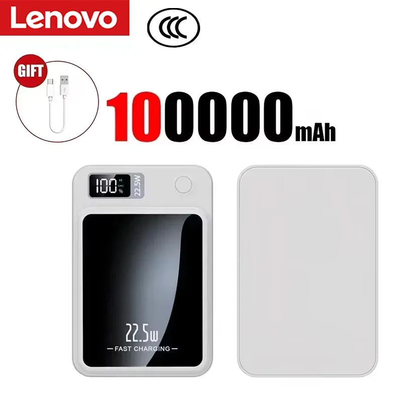 Lenovo New 500000mAh Magnetic Power Bank Fast Wireless Charging Portable Auxiliary Battery for MagSafe Samsung Huawei iPhone