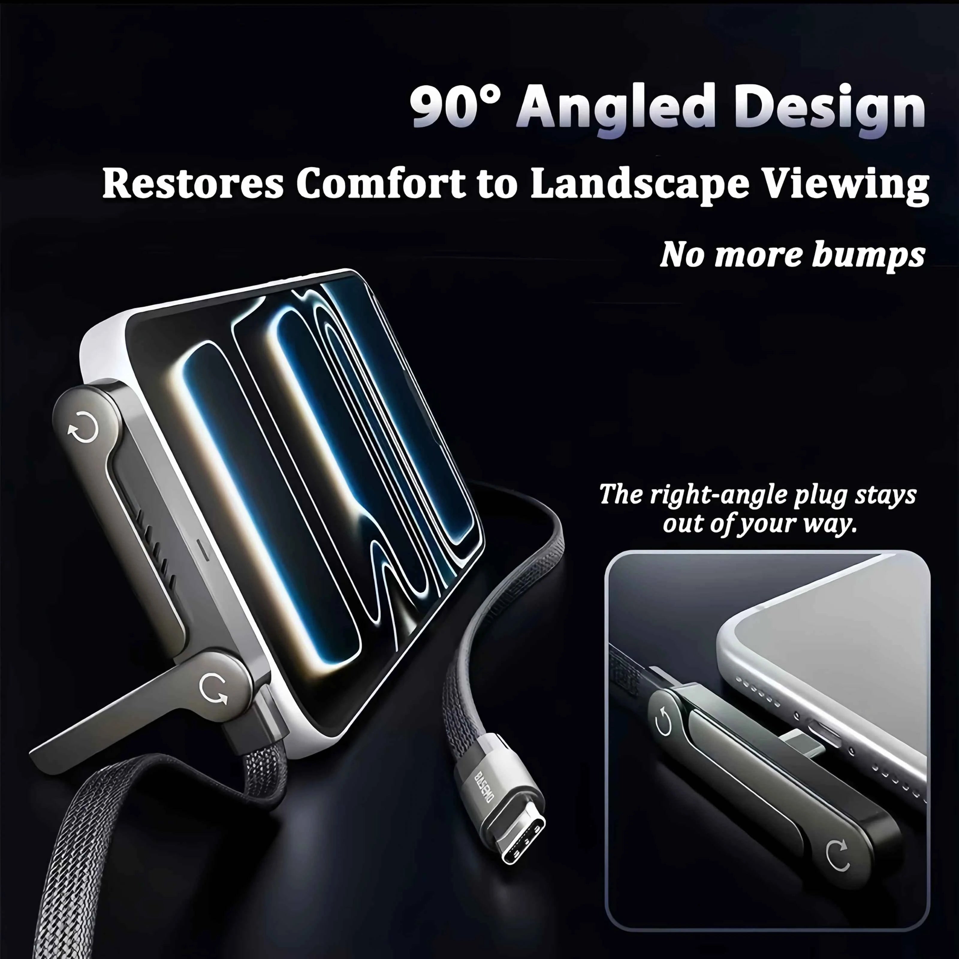 Foldable Charging Cable With Integrated Stand Fast Charging Cable Phone Tablet 240W Ultra-Fast Data Cable Phone Holder