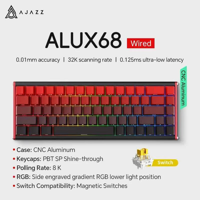 AJAZZ AK680 MAX Magnetic Switch Mechanical Keyboard 60% Rapid Trigger 0.01mm 8K/1K Return 68 keys Gaming Keybaord