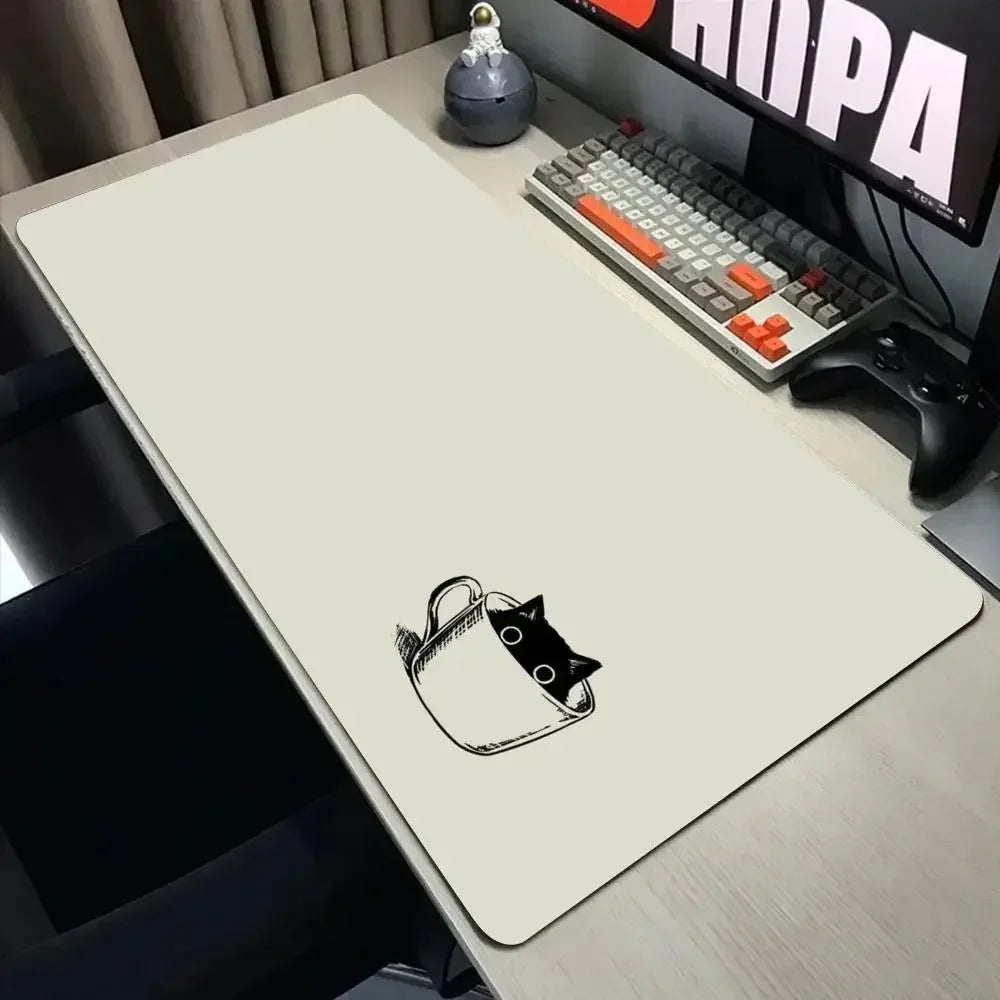 Funny black cat Mouse Pads Cute Cat Computer XXL Mausepad Company Desk Pad Large Kawaii Cushion Office Accessories Rug 300X600