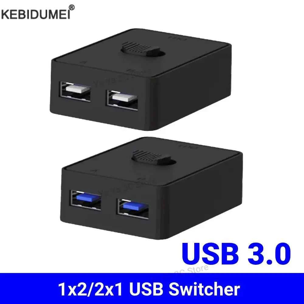 USB 3.0 Switch 1x2/2x1 USB Hub Bidirectional 2 in 1 Out Switcher USB2.0 Extender Shared Controller for PC Keyboard Mouse Printer