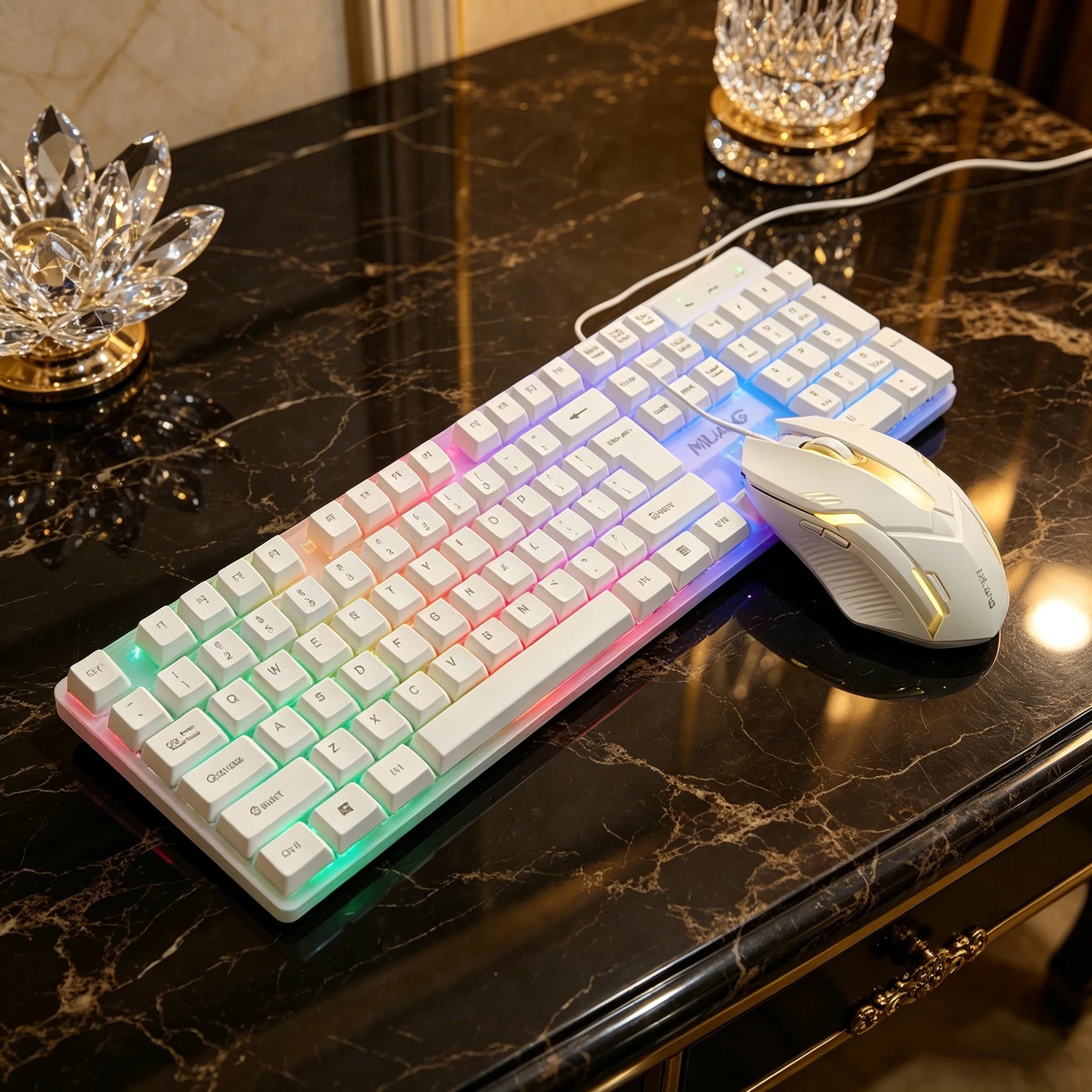 RGB Backlit Wired Gaming Keyboard, Rainbow LED Mechanical-Feeling Keyboard, Silent Keyboard, Suitable For PC Gamers, Compatible With Windows, Laptops, Desktops, Plug And Play, Durable Detachable ABS Keycaps, Suitable For Gami